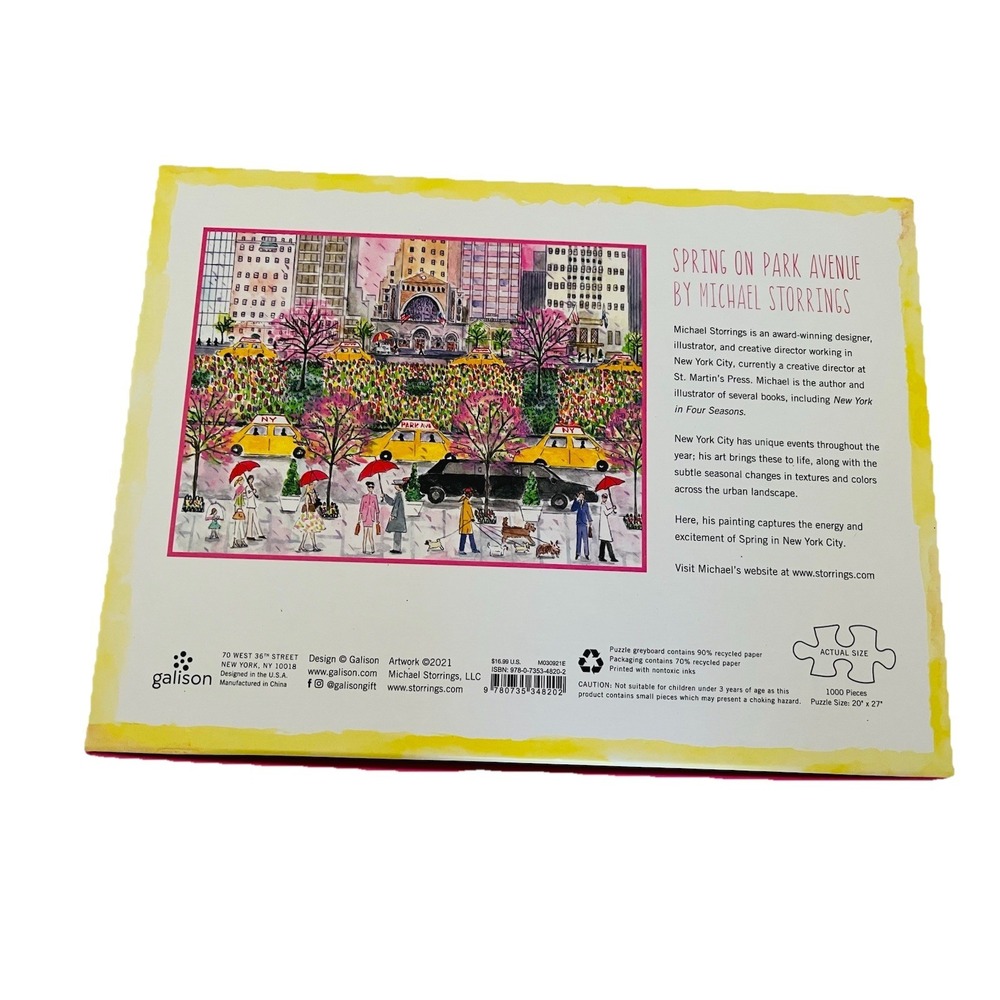 Galison SPRING ON PARK AVENUE 1000 Piece Jigsaw Puzzle Michael Storrings NYC - Picture 4 of 5